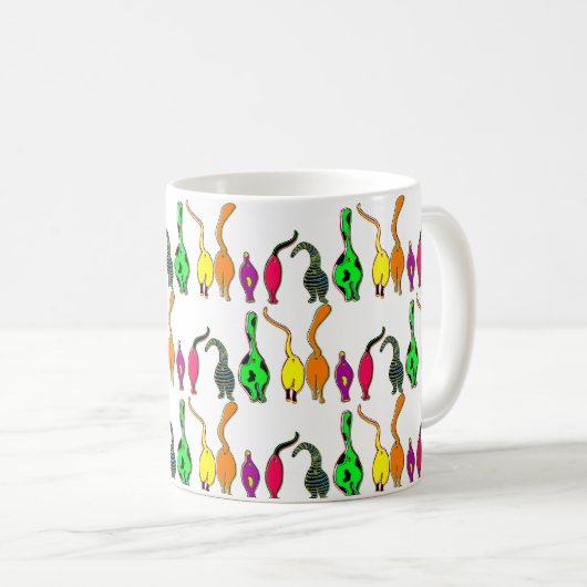 Farbenfrohe Cat Hintern Muster Kaffeetasse (VorderseiteRechts)