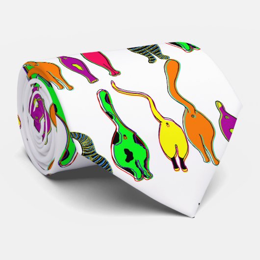 Farbenfrohe Cat Hintern Muster Krawatte (Gerollt)