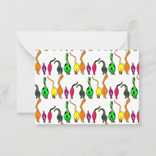 Farbenfrohe Cat Hintern Muster Mitteilungskarte (Vorderseite)