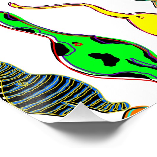 Farbenfrohe Cat Hintern Muster Poster (Ecke)