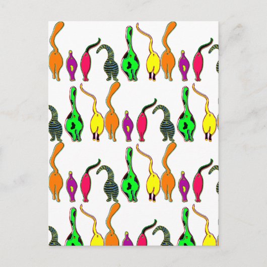 Farbenfrohe Cat Hintern Muster Postkarte (Vorderseite)
