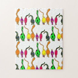 Farbenfrohe Cat Hintern Muster Puzzle