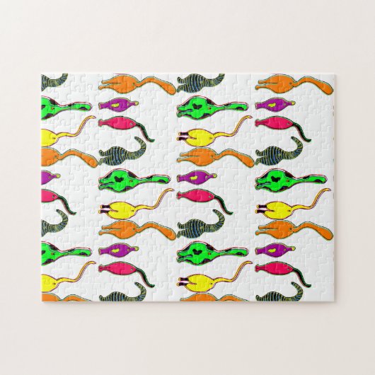 Farbenfrohe Cat Hintern Muster Puzzle (Horizontal)