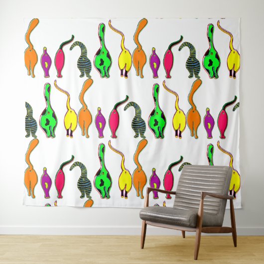 Farbenfrohe Cat Hintern Muster Wandteppich (Beispiel (Horizontal))