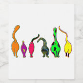 Farbenfrohe Cat Hintern Weinetikett (Einzelnes Label)