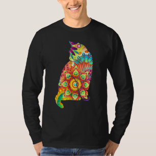 Farbenfrohe Cat Lover Feline Psychedelic Abstrakt T-Shirt