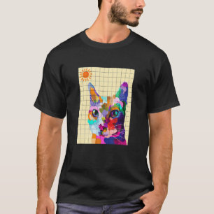 Farbenfrohe Cat Pop Art T-Shirt