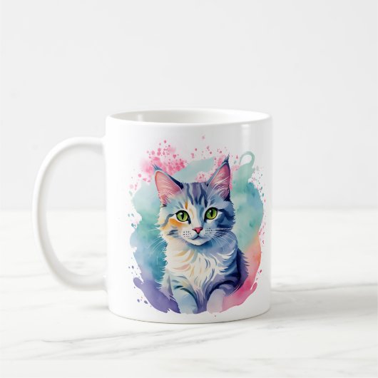 Farbenfrohe Cat-Tasse Kaffeetasse (Links)