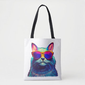Farbenfrohe Cat Wearing-Sonnenbrille Tasche