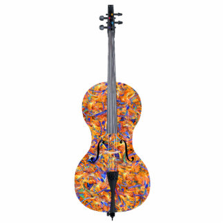 Farbenfrohe Cello Musikinstrument Mini-Skulptur Freistehende Fotoskulptur