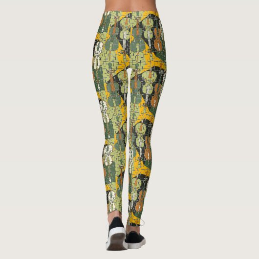 Farbenfrohe Cello Muster Leggings (Rückseite)