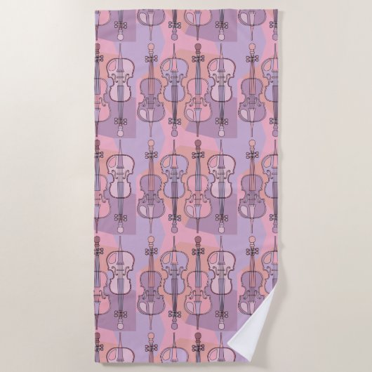 Farbenfrohe Cello Muster Strandtuch (Vorderseite)