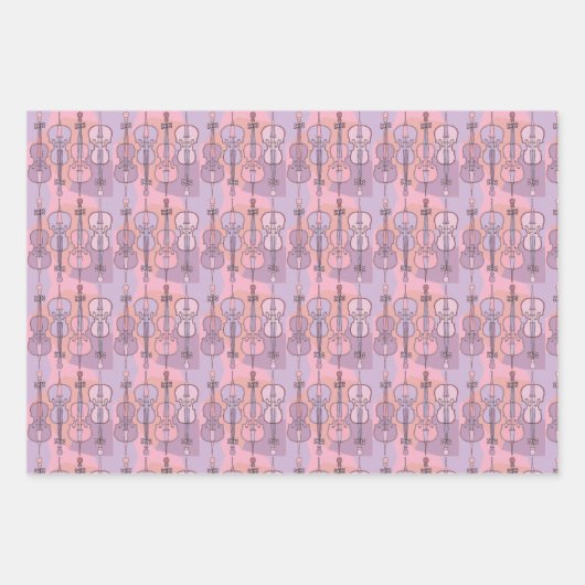 Farbenfrohe Cello Muster Wrapping Paper Sheets Geschenkpapier Set (Vorderseite 3)