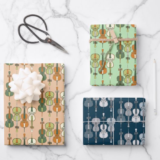 Farbenfrohe Cello Muster Wrapping Paper Sheets Geschenkpapier Set (Vorderseite)