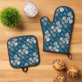 Farbenfrohe Cellos Pattern Ofenhandschuh & Topflappen-Set (Oben Unten)