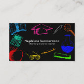 Farbenfrohe Chalk Style School Lehrer auf schwarz Visitenkarte (Vorderseite)