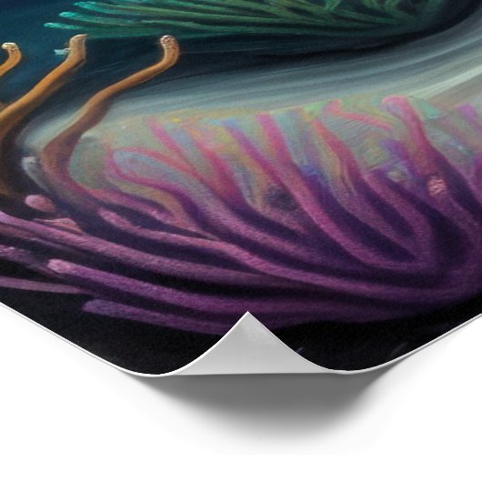 Farbenfrohe Chalk Zeichnend Rifffisch Pink II Poster (Ecke)