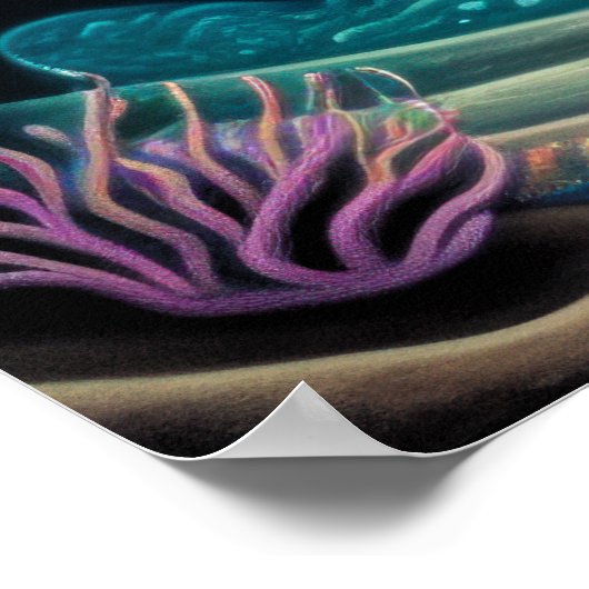 Farbenfrohe Chalk Zeichnend Rifffisch Rosa Poster (Ecke)