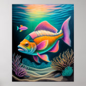 Farbenfrohe Chalk Zeichnend Rifffisch Rosa Poster (Vorne)