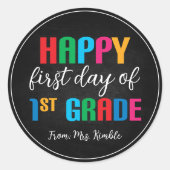 Farbenfrohe Chalkboard 1st Grade School Sticker (Vorderseite)