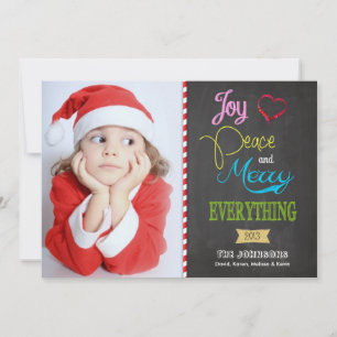 Farbenfrohe Chalkboard Holiday Foto Cards Feiertagskarte