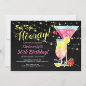 Farbenfrohe Chalkboard Sip Sip Hooray BIrthday Par Einladung (Vorderseite)