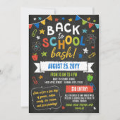 Farbenfrohe Chalkboard-Stars Zurück zur Schule Einladung (Vorderseite)