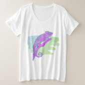 Farbenfrohe Chameleon auf grünem T - Shirt (Design vorne)