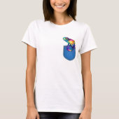 Farbenfrohe Chameleon in einer gedruckten Jeans-Ta T-Shirt (Vorderseite)