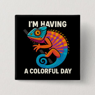 Farbenfrohe Chameleon Lizard Life Rainbow Reptil Button