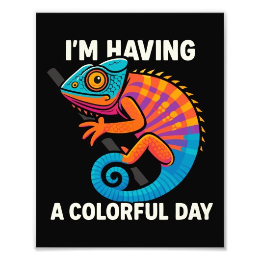 Farbenfrohe Chameleon Lizard Life Rainbow Reptil Fotodruck (Vorne)
