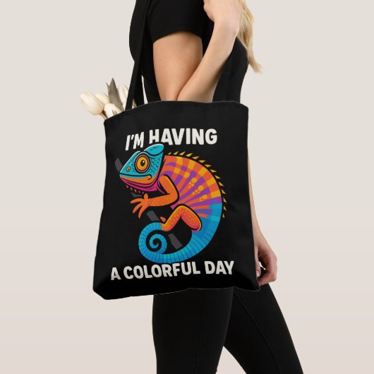Farbenfrohe Chameleon Lizard Life Rainbow Reptil Tasche (Von Nahem)