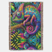 Farbenfrohe Chameleon Psychedelic Throw Blanket Decke (Vorderseite Vertikal)