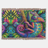 Farbenfrohe Chameleon Psychedelic Throw Blanket Decke (Vorderseite)