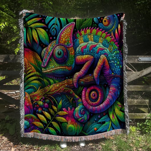 Farbenfrohe Chameleon Psychedelic Throw Blanket Decke