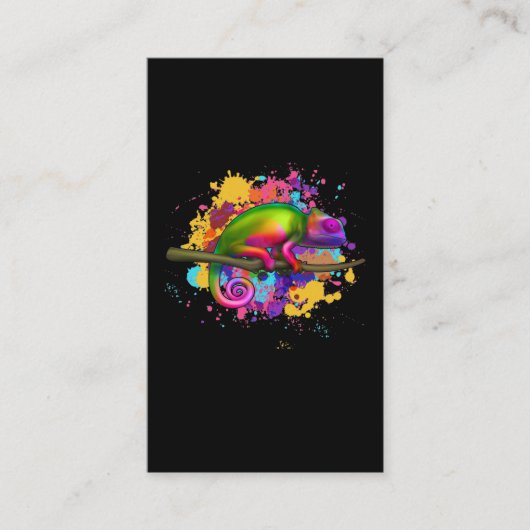 Farbenfrohe Chameleon Splash Art Replik Visitenkarte (Vorderseite)