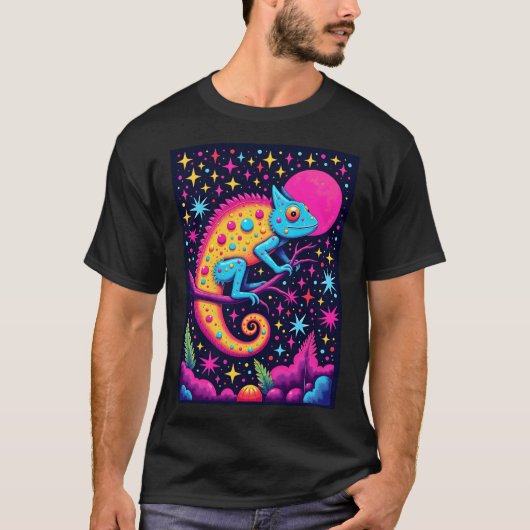 Farbenfrohe Chameleon T-Shirt (Vorderseite)