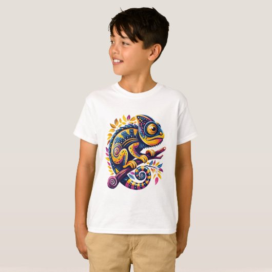 Farbenfrohe Chameleon T-Shirt (Vorne ganz)