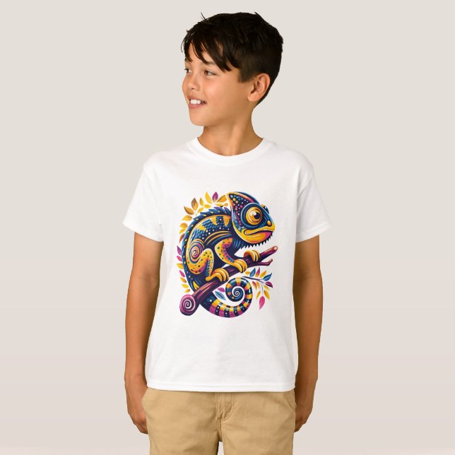 Farbenfrohe Chameleon T-Shirt (Vorne ganz)