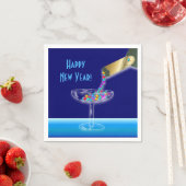 Farbenfrohe Champagner-Stars Silvesterabend-Party Serviette (Beispiel)