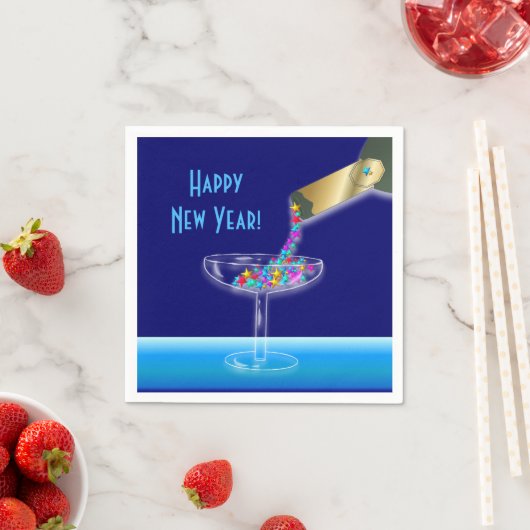 Farbenfrohe Champagner-Stars Silvesterabend-Party Serviette (Beispiel)