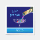 Farbenfrohe Champagner-Stars Silvesterabend-Party Serviette (Vorderseite)