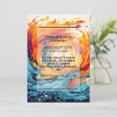 Farbenfrohe Chaotic Ripple Print Birthday Party Einladung (Stehend Vorderseite)