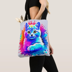 Farbenfrohe Chat Art Tasche