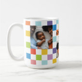 Farbenfrohe Checkerboard 3 Foto Baby Birth Stats Kaffeetasse (Links)