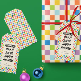 Farbenfrohe Checkerboard Fun Custom Geschenkanhänger