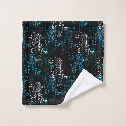 Farbenfrohe Cheetah Badhandtuch Set (Waschlappen)