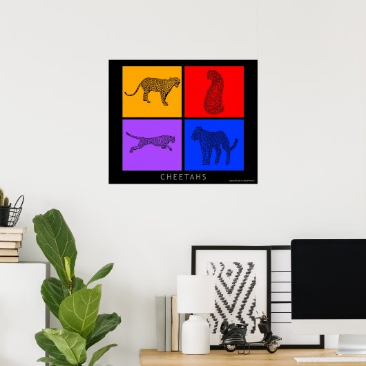 Farbenfrohe Cheetah Poster (Heimbüro)