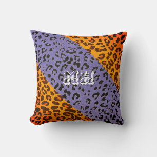 Farbenfrohe Cheetah Print Pattern Girl Monogram Kissen