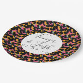 Farbenfrohe Cheetah Print Pattern Moderne Hochzeit Pappteller (Schrägansicht)